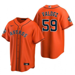 Men's Houston Astros #59 Framber Valdez Orange Cool Base Stitched Baseball Jersey
