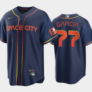 Men's Houston Astros #77 Luis Garcia 2022 Navy City Connect Cool Base Stitched Jersey