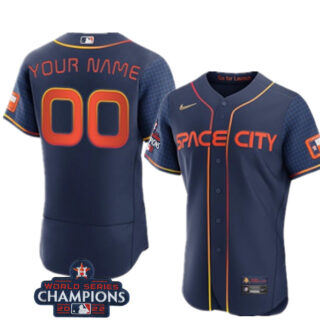 Men's Houston Astros Active Player Custom Navy 2022 World Series Champions City Connect Flex Base Stitched Baseball Jersey