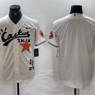 Men's Houston Astros Blank Cream Cactus Jack Vapor Premier Limited Stitched Baseball Jersey