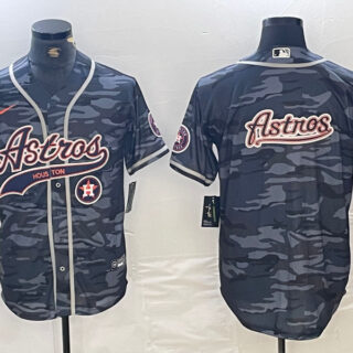 Men's Houston Astros Blank Gray Camo With Patch Cool Base Stitched Baseball Jersey