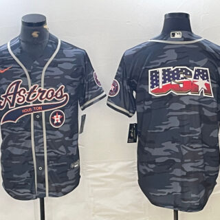 Men's Houston Astros Blank Gray Camo With Patch Cool Base Stitched Baseball Jersey