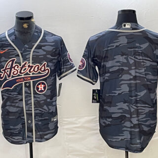 Men's Houston Astros Blank Gray Camo With Patch Cool Base Stitched Baseball Jersey
