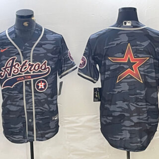 Men's Houston Astros Blank Gray Camo With Patch Cool Base Stitched Baseball Jersey