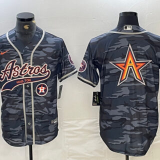 Men's Houston Astros Blank Gray Camo With Patch Cool Base Stitched Baseball Jersey