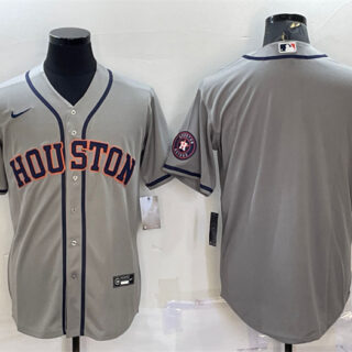 Men's Houston Astros Blank Grey With Patch Cool Base Stitched Jersey