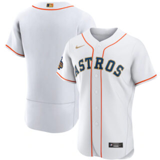 Men's Houston Astros Blank White 2023 Gold Collection With World Serise Champions Patch Stitched Baseball Jersey