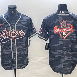 Men's Houston Astros Gray Camo Team Big Logo With Patch Cool Base Stitched Baseball Jersey
