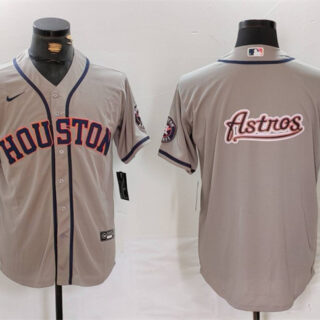 Men's Houston Astros Gray Team Big Logo With Patch Cool Base Stitched Baseball Jerseys