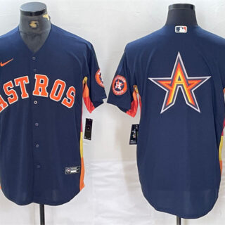 Men's Houston Astros Grey Team Big Logo With Patch Cool Base Stitched Baseball Jersey
