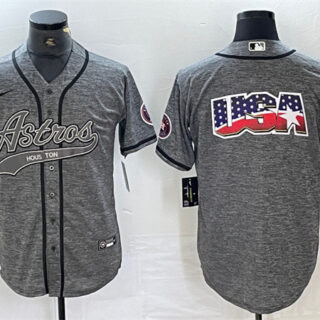 Men's Houston Astros Grey Team Big Logo With Patch Cool Base Stitched Baseball Jerseys