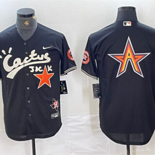 Men's Houston Astros Team Big Logo Black Cactus Jack Vapor Premier Limited Stitched Baseball Jersey 2
