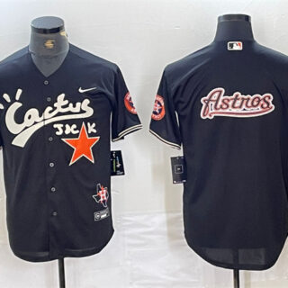 Men's Houston Astros Team Big Logo Black Cactus Jack Vapor Premier Limited Stitched Baseball Jersey 3