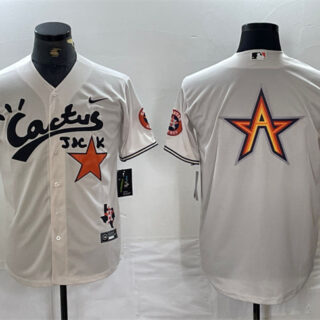 Men's Houston Astros Team Big Logo Cream Cactus Jack Vapor Premier Limited Stitched Baseball Jersey 2