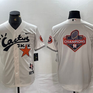 Men's Houston Astros Team Big Logo Cream Cactus Jack Vapor Premier Limited Stitched Baseball Jerseys