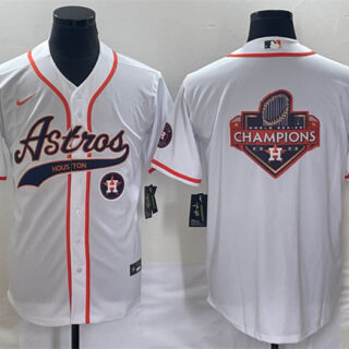 Men's Houston Astros White Team Big Logo With Patch Cool Base Stitched Baseball Jersey