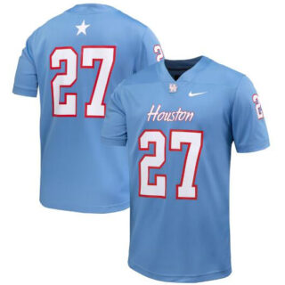 Men's Houston Cougars #27 Light Blue Stitched Football Jersey