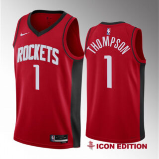 Men's Houston Rockets #1 Amen Thompson Red 2023 Draft Swingman Icon Edition Stitched Basketball Jersey