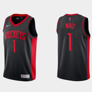 Men's Houston Rockets #1 John Wall Earned Edition Black Stitched Basketball Jersey