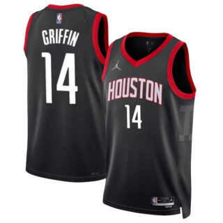 Men's Houston Rockets #14 AJ Griffin Black Statement Edition Stitched Jersey