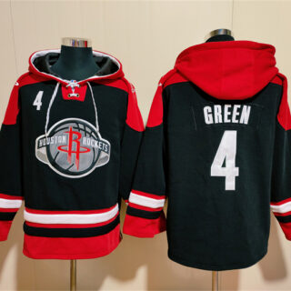 Men's Houston Rockets #4 Jalen Green Black Red Lace-Up Pullover Hoodie