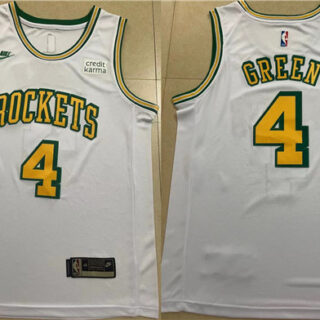 Men's Houston Rockets #4 Jalen Green White Stitched Basketball Jersey