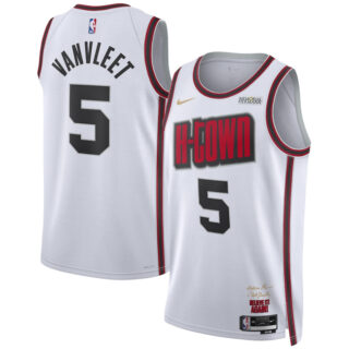 Men's Houston Rockets #5 Fred VanVleet White 2024 25 City Edition Stitched Jersey