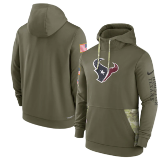 Men's Houston Texans 2022 Olive Salute To Service Therma Performance Pullover Hoodie
