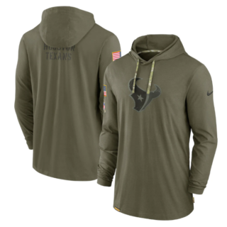 Men's Houston Texans 2022 Olive Salute To Service Tonal Pullover Hoodie