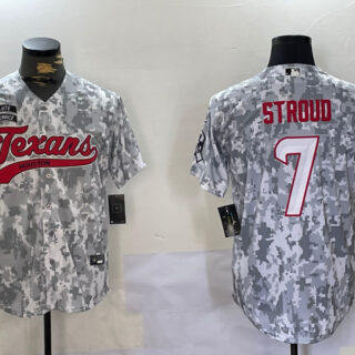 Men's Houston Texans # 7 C.J. Stroud Camo With Patch Cool Base Stitched Baseball Jerseys