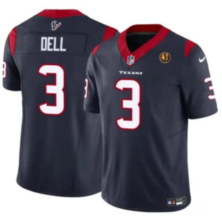 Men's Houston Texans #3 Tank Dell Navy 2023 F.U.S.E. With John Madden Patch Vapor Limited Stitched Football Jersey