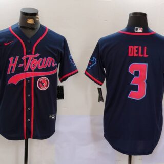 Men's Houston Texans #3 Tank Dell Navy With Patch Cool Base Stitched Baseball Jerseys
