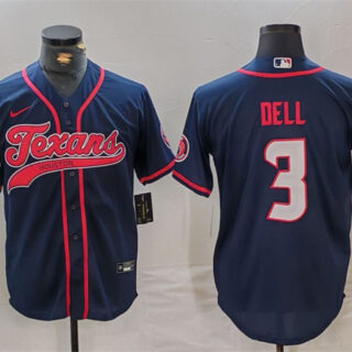 Men's Houston Texans #3 Tank Dell Navy With Patch Cool Base Stitched Baseball Jersey