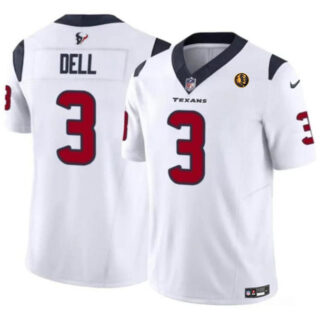 Men's Houston Texans #3 Tank Dell White 2023 F.U.S.E. With John Madden Patch Vapor Limited Stitched Football Jersey
