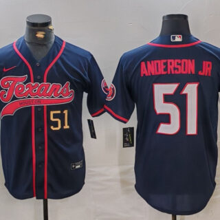 Men's Houston Texans #51 Will Anderson Jr. Navy With Patch Cool Base Stitched Baseball Jerseys