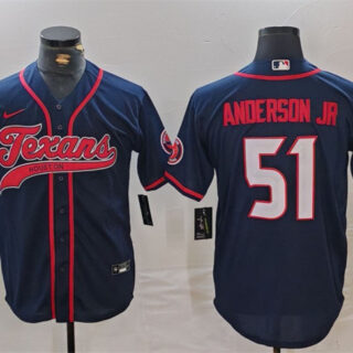 Men's Houston Texans #51 Will Anderson Jr. Navy With Patch Cool Base Stitched Baseball Jersey