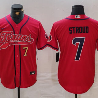 Men's Houston Texans #7 C.J. Stroud Red With Patch Cool Base Stitched Baseball Jerseys