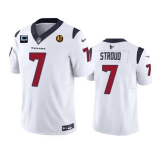 Men's Houston Texans #7 C.J. Stroud White 2023 F.U.S.E. With 1-Star C Patch John Madden Patch Vapor Limited Stitched Football Jersey