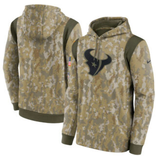 Men's Houston Texans Camo 2021 Salute To Service Therma Performance Pullover Hoodie