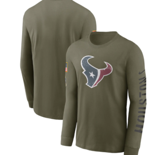 Men's Houston Texans Olive 2022 Salute To Service Long Sleeve T-Shirt