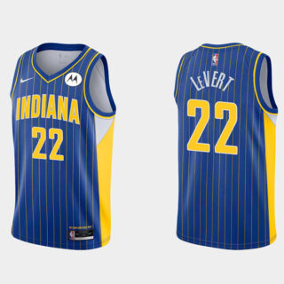 Men's Indiana Pacers #22 Caris LeVert 2020 21 Blue City Edition Swingman Stitched Jersey