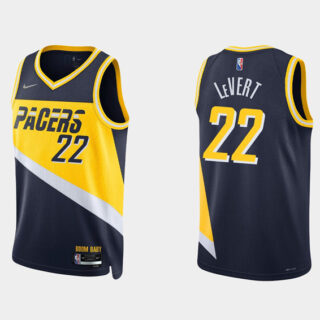 Men's Indiana Pacers #22 Caris Levert 2021 22 Navy City Edition 75th Anniversary Stitched Basketball Jersey