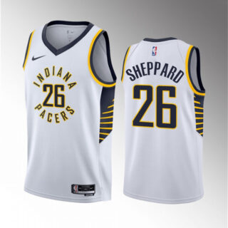 Men's Indiana Pacers #26 Ben Sheppard White 2023 Draft Association Edition Stitched Basketball Jersey