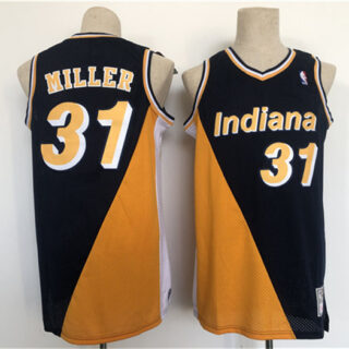 Men's Indiana Pacers #31 Reggie Miller Navy Yellow Throwback Stitched Jersey