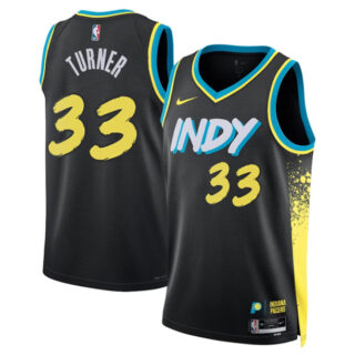 Men's Indiana Pacers #33 Myles Turner Black 2023 24 City Edition Stitched Basketball Jersey