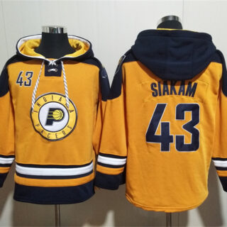Men's Indiana Pacers #43 Pascal Siakam Yellow Lace-Up Pullover Hoodie