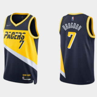 Men's Indiana Pacers #7 Malcolm Brogdon 2021 22 Navy City Edition 75th Anniversary Stitched Basketball Jersey