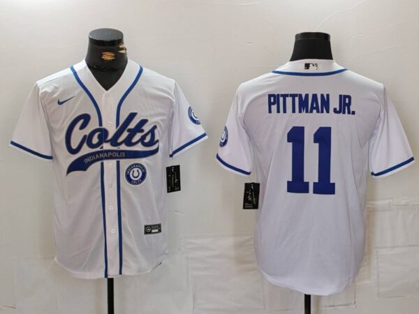Men's Indianapolis Colts #11 Michael Pittman Jr. White Cool Base Stitched Baseball Jerseys