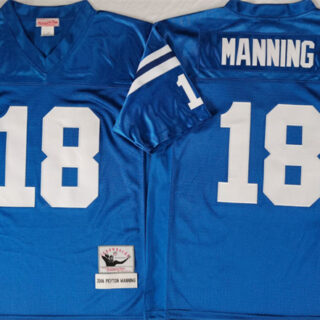 Men's Indianapolis Colts #18 Peyton Manning Blue Throwback Stitched Jersey