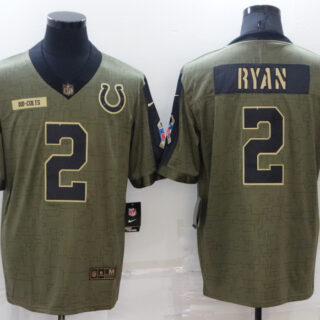 Men's Indianapolis Colts #2 Matt Ryan Olive Salute To Service Limited Stitched Jersey